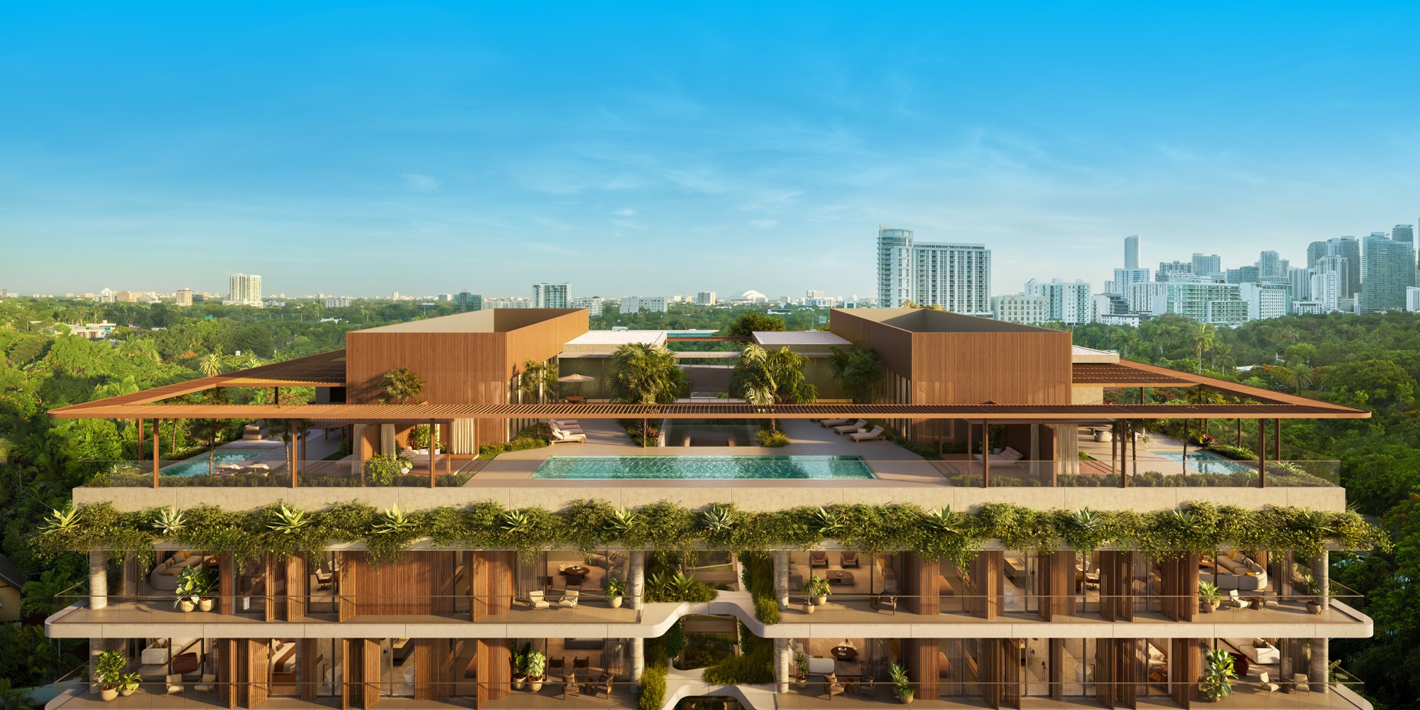 Aerial view of Colette Residences at Brickell — a boutique five-level residential building on the southern edge of Brickell Avenue, between South Brickell and Coconut Grove.