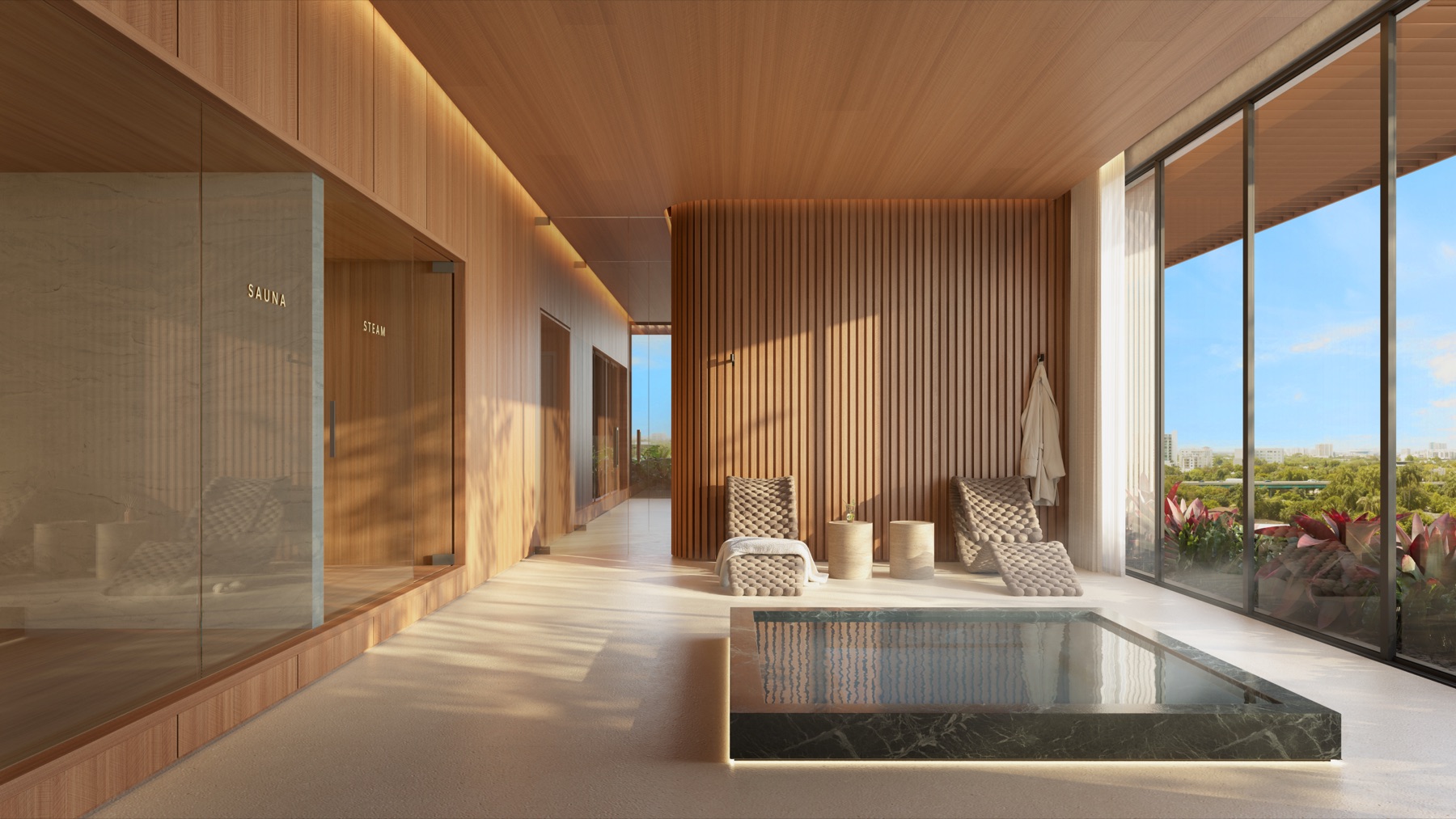 Spa at Colette Residences at Brickell — wellness areas with a jacuzzi, sauna, and massage room for a relaxing and restorative experience.